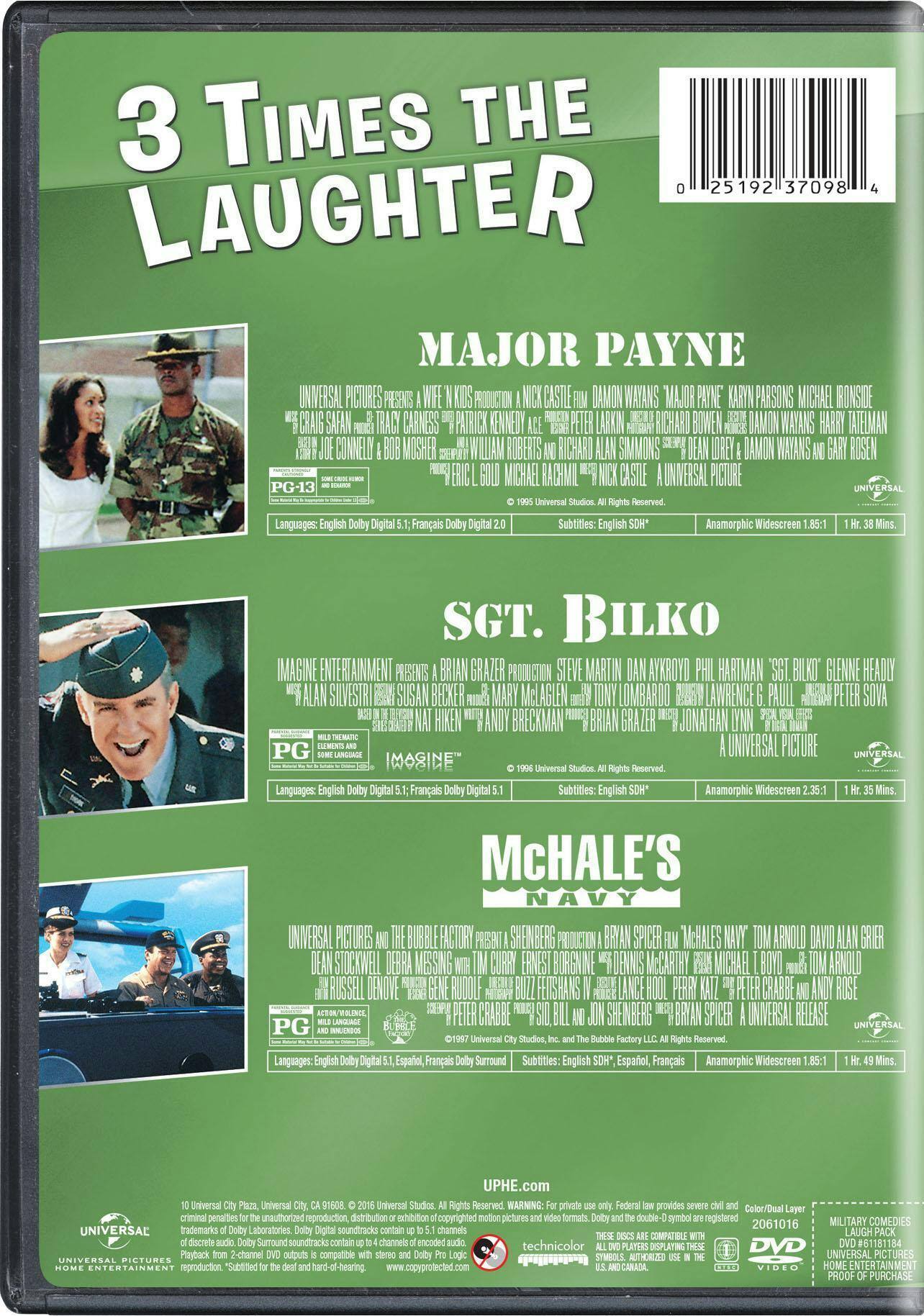 Angle. 3-movie Laugh Pack - Major Payne/Sgt. Bilko/McHale's Navy (DVD Set) [DVD].