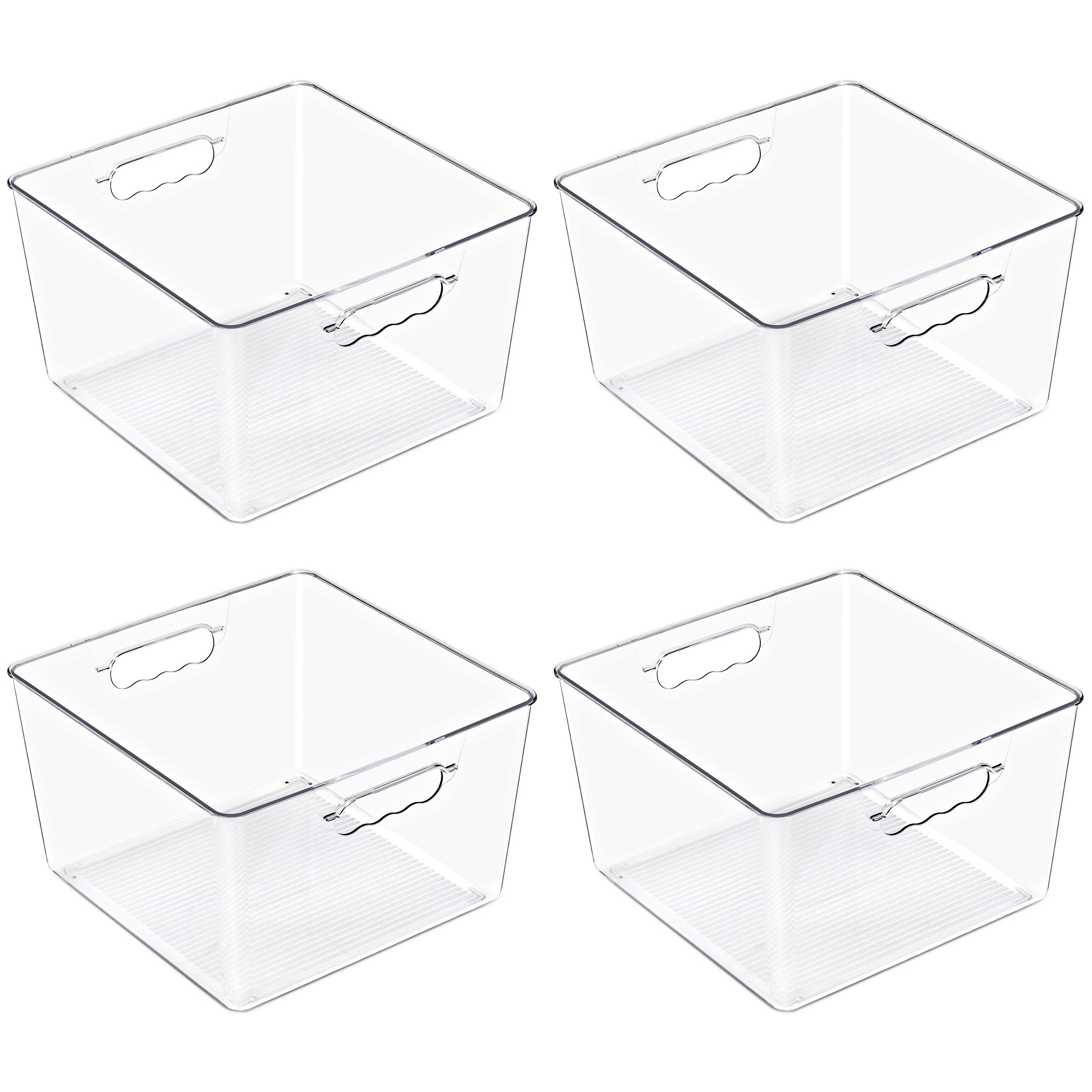 Alt View 3. Sorbus - Sorbus Clear Cube Storage Bins, 4 Pack Large Square Organizer Bins with Handles – Stackable Plastic Storage Containers - Clear.
