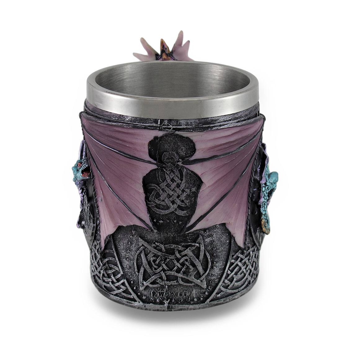 Alt View 1. Zeckos - Purple Gothic Dragon Decorative Tankard Celtic Knot Work Mug / Pencil Holder 10 Ounce - Purple.