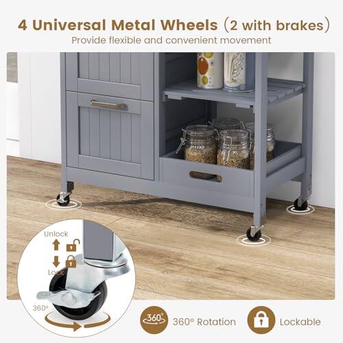 4 Universal Metal Wheels (2 with brakes) Provide flexible and convenient movement Unlock LOCk 1 360 Rotation Lockable