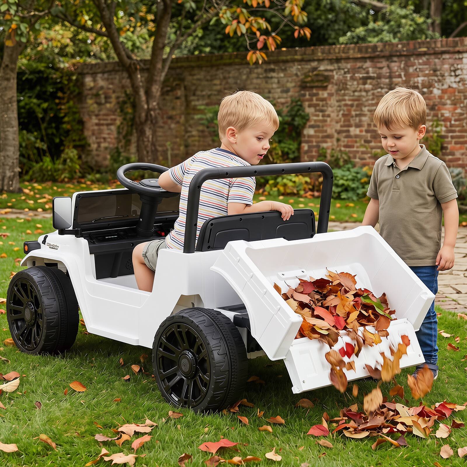 Alt View 1. Costway - Costway Licensed Toyota 12V Kids Ride On Truck with Remote, Dump Bed, Lights, Music - White.