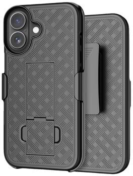 Nakedcellphone - Combo for iPhone 17 - Slim Case with Stand and Belt Clip Holster - Black