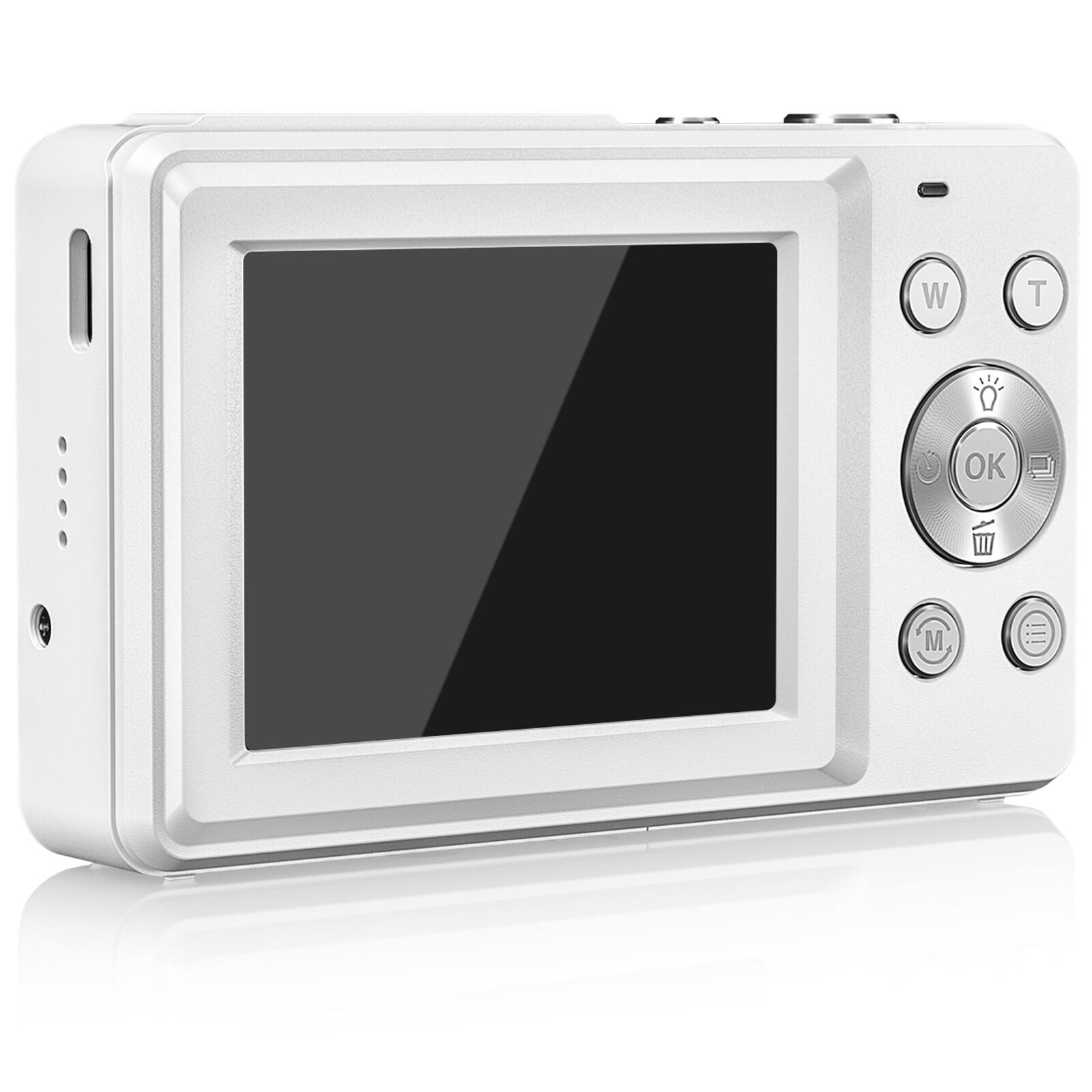 Left. CAMKORY - Compact Point-and-Shoot Digital Camera with 32GB Memory Card – Lightweight & Pocket-Sized - Pearl White.