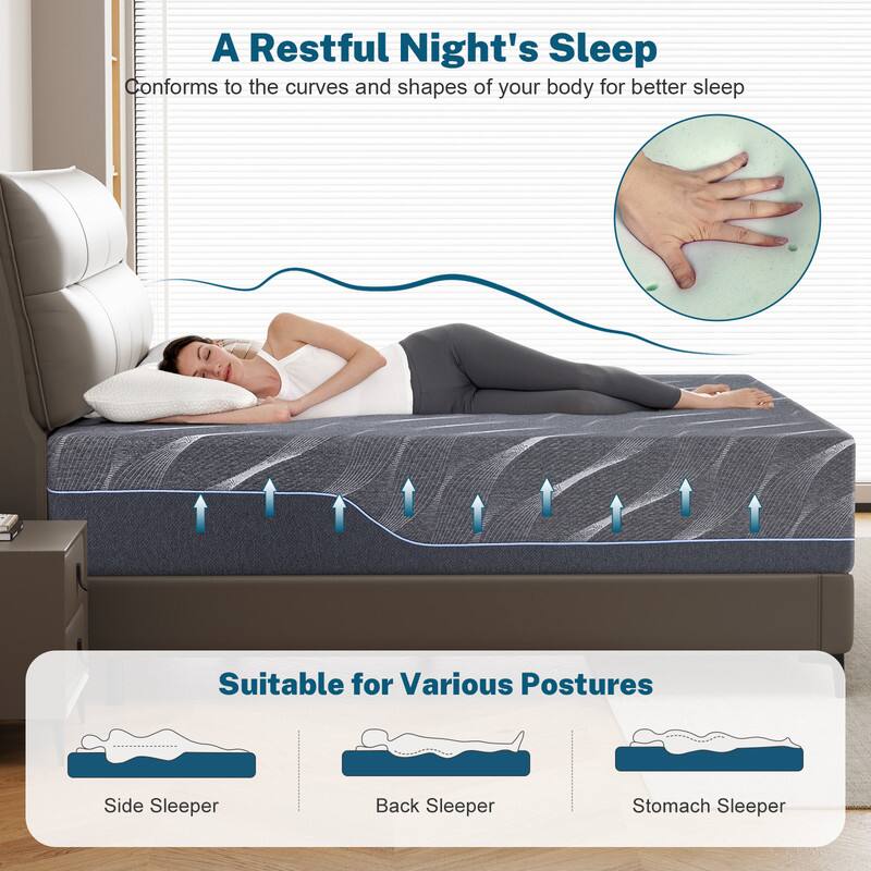 A Restful Night's Sleep  
Conforms to the curves and shapes of your body for better sleep  

Suitable for Various Postures  
Side Sleeper  
Back Sleeper  
Stomach Sleeper