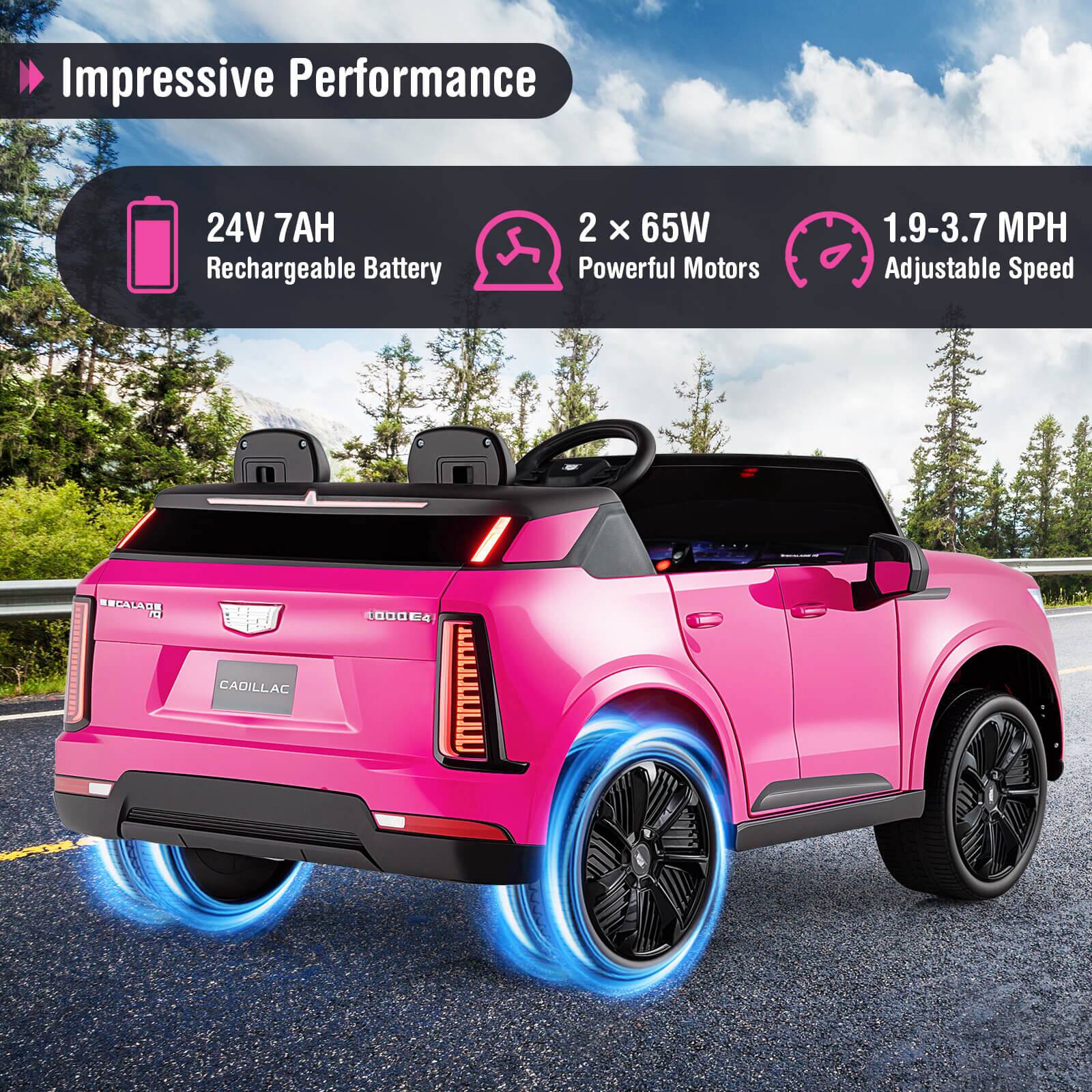 Impressive Performance

24V 7AH Rechargeable Battery

2 x 65W Powerful Motors

1.9-3.7 MPH Adjustable Speed

SSCALADE 1 CAOILLAC 1000G4