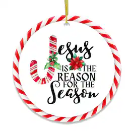 OrnamentallyYou - Jesus is the Reason for the Season Christmas Ornament Circle Version - Multi-colored
