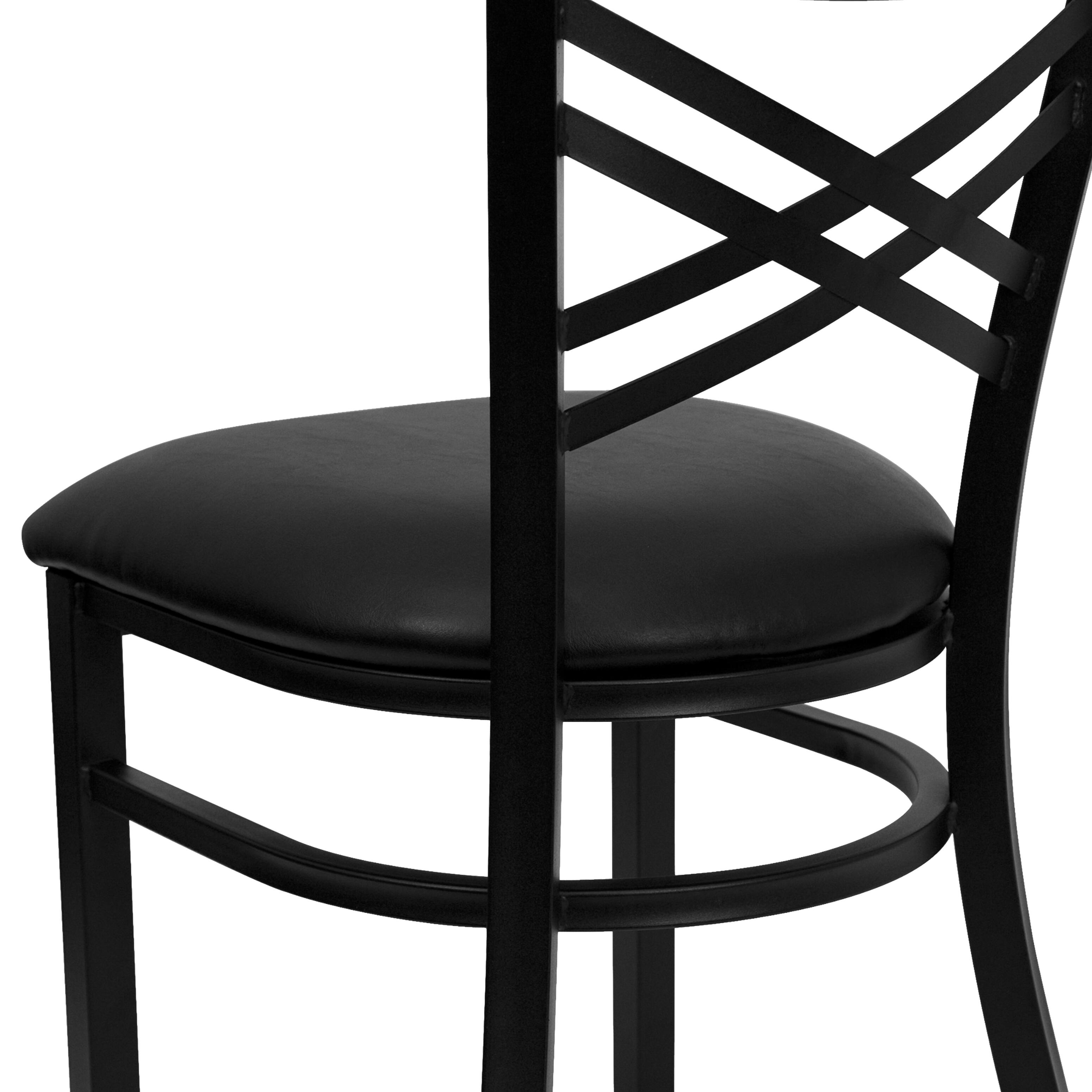 Alt View 8. Emma + Oliver - "X" Back Metal Restaurant Dining Chair - Black Vinyl Seat/Black Metal Frame.