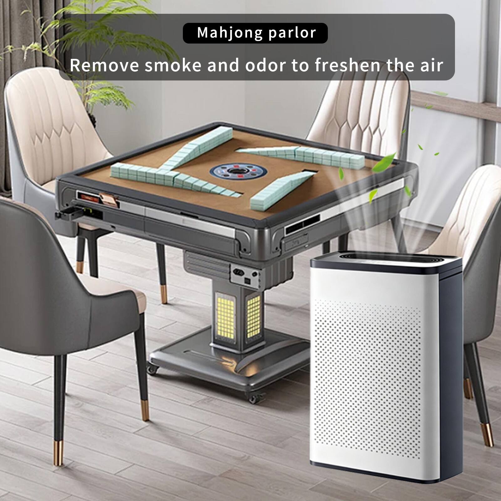 Mahjong parlor  
Remove smoke and odor to freshen the air
