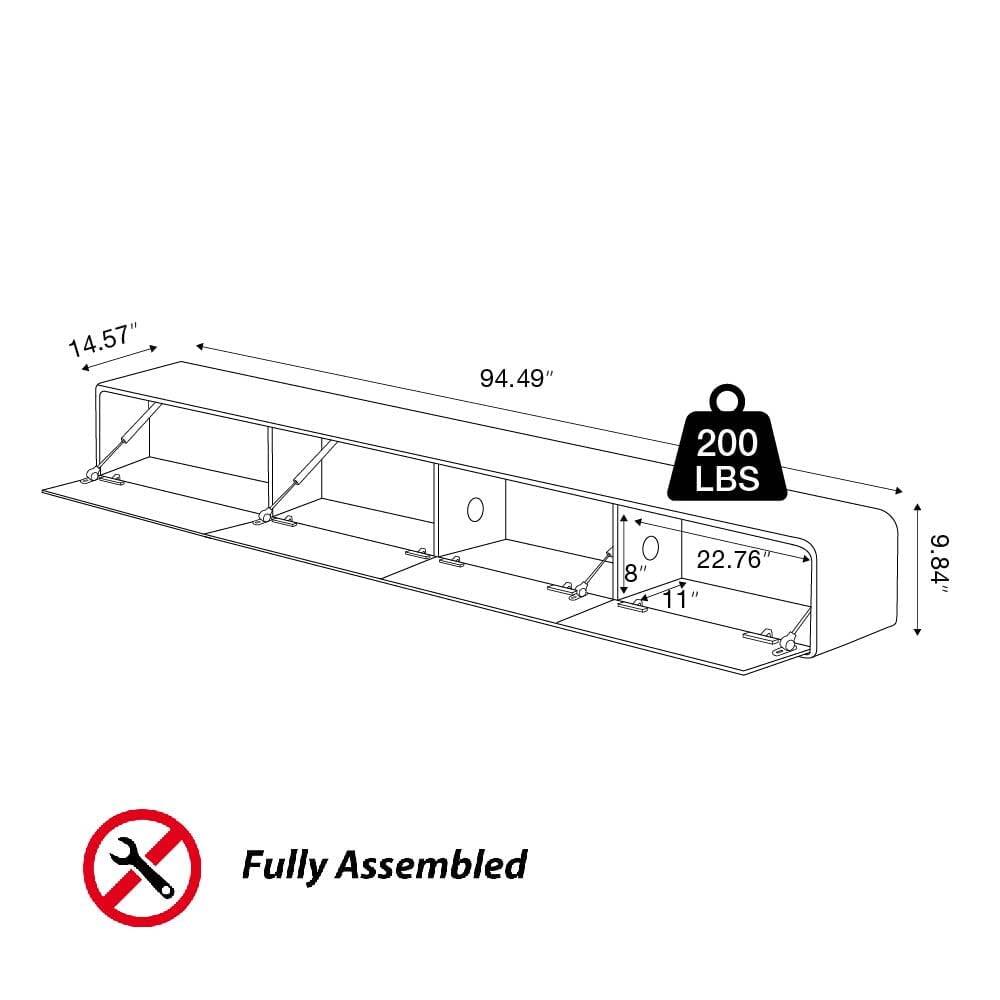 14.57" 94.49" 200 LBS 22.76" 8' 11" 9.84" Fully Assembled