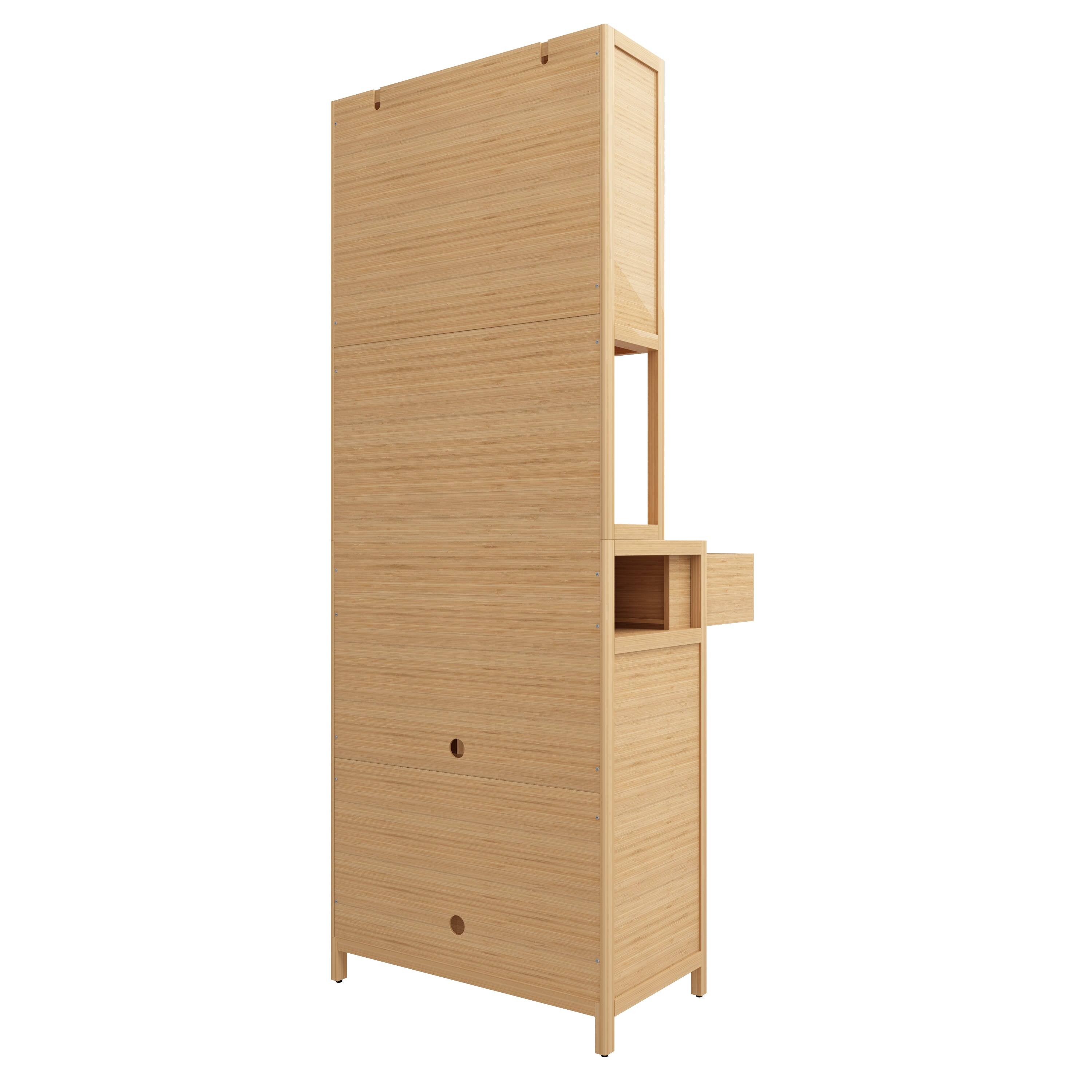 Alt View 9. Boyel Living - Seventy Two Inch Tall Bamboo Storage Cabinet with Double Doors Drawers for Home Storage - Natural.