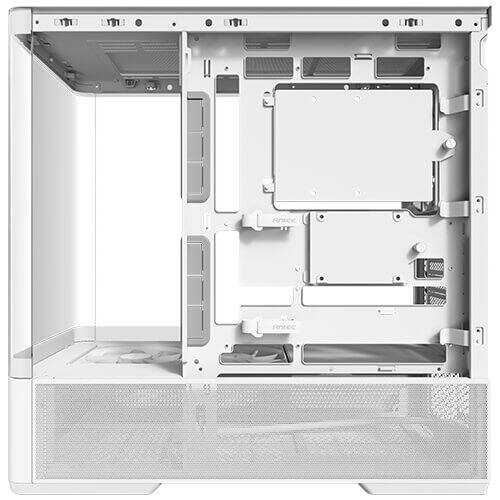 Alt View 2. Antec - C6 Curve Air White ATX Mid-Tower Case, Panoramic Tempered Glass, 3 PWM Fans Included, Support 360mm Radiator & 450mm GPU - White.