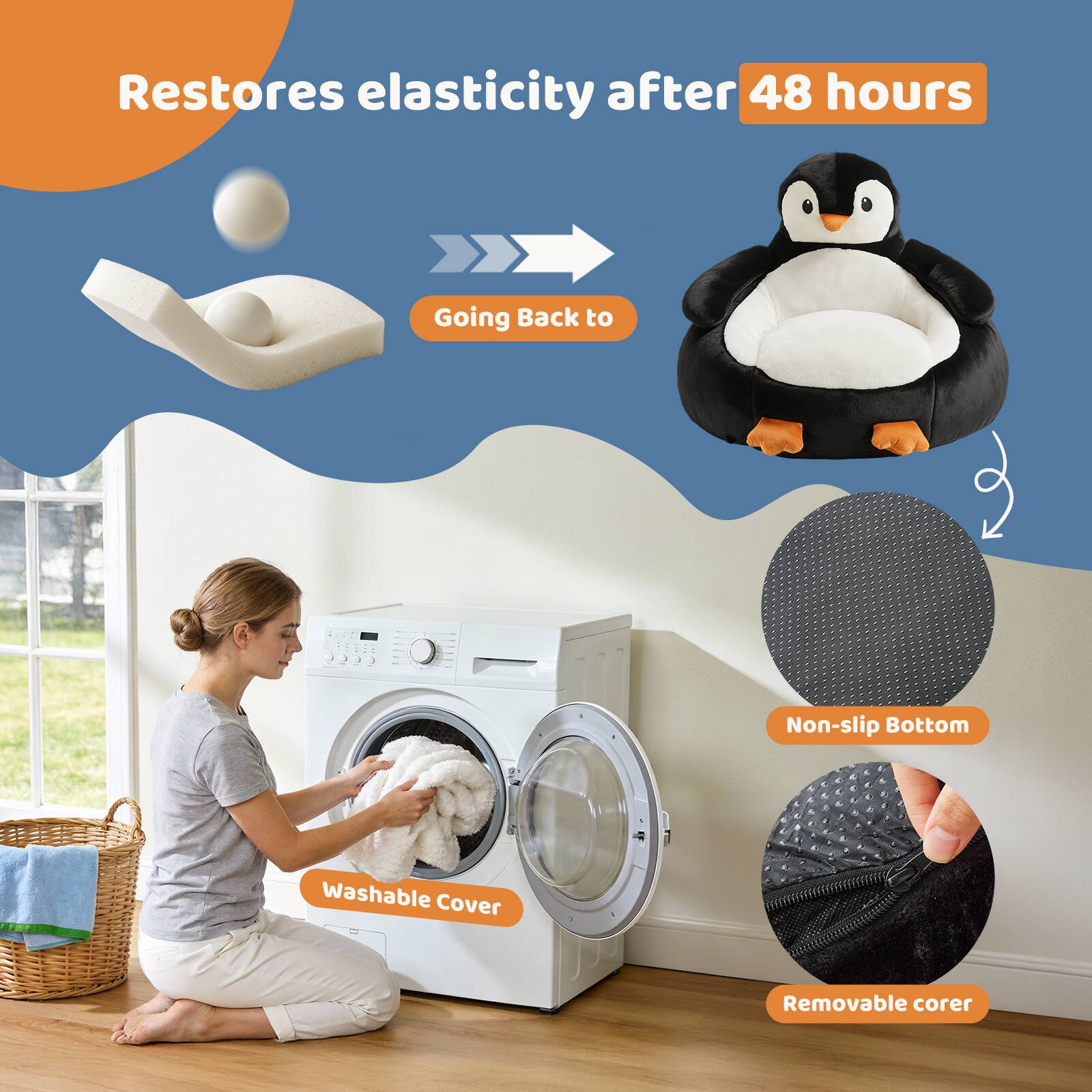Restores elasticity after 48 hours

- Going Back to
- Washable Cover
- Non-slip Bottom
- Removable corer