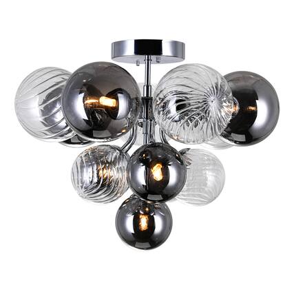 Front. CWI Lighting - Pallocino 6 Light Flush Mount With Chrome Finish - Chrome.