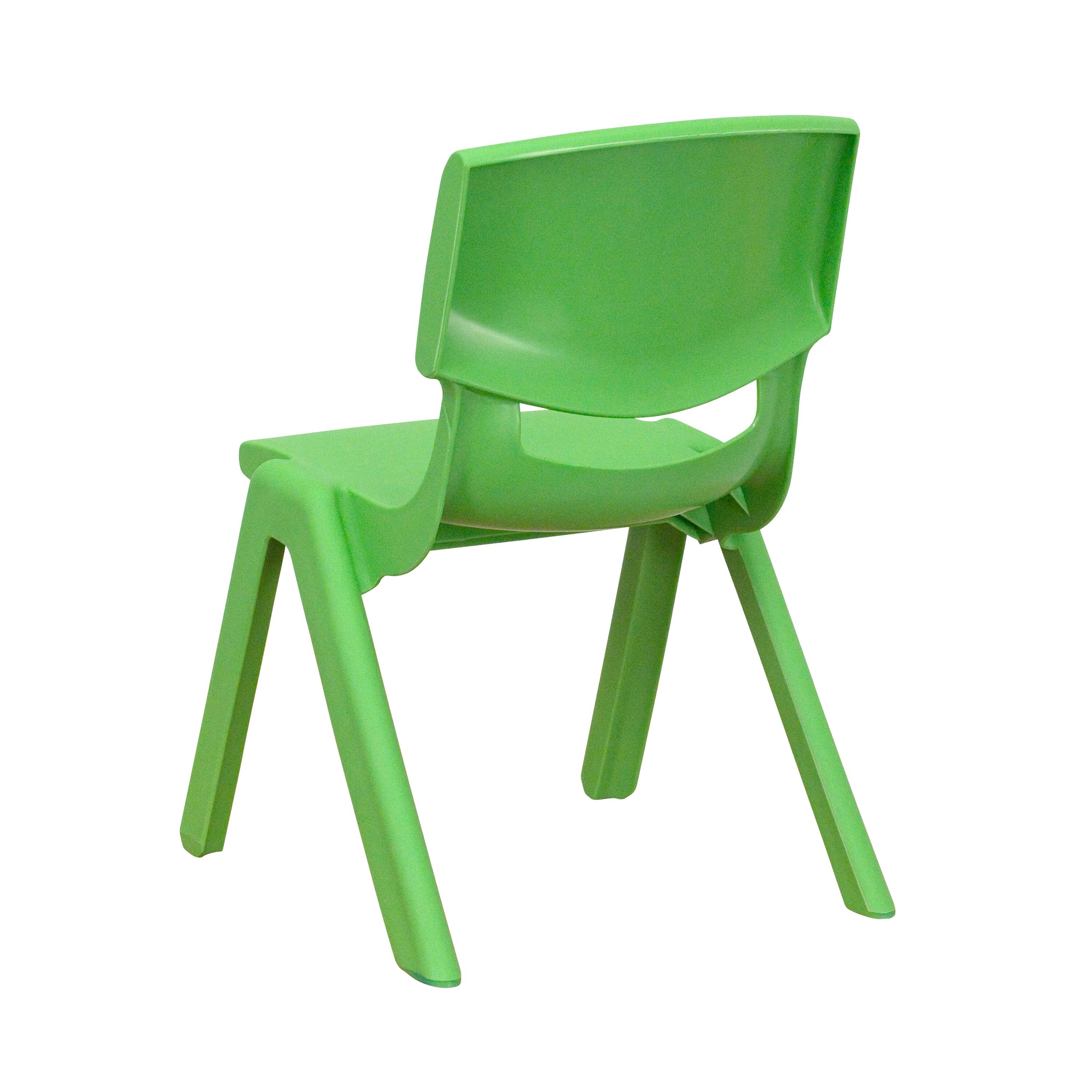 Alt View 8. Emma + Oliver - 2 Pack Plastic Stackable School Chair with 10.5"H Seat, Preschool Chair - Green.