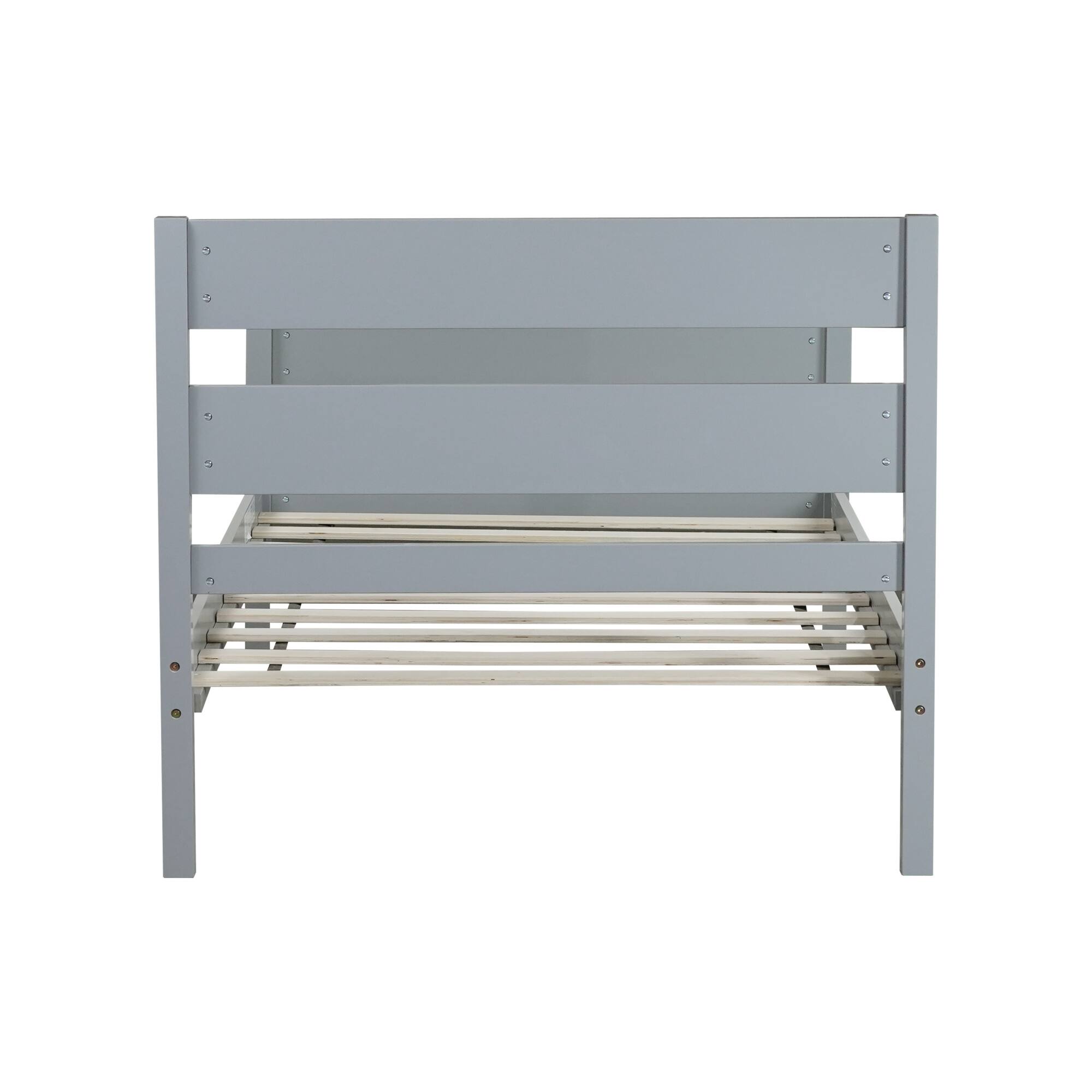 Alt View 2. GOODSILO - Twin Size Wooden Bed with Headboard and Footboard - Minimalist Design with Underneath Storage - Grey.