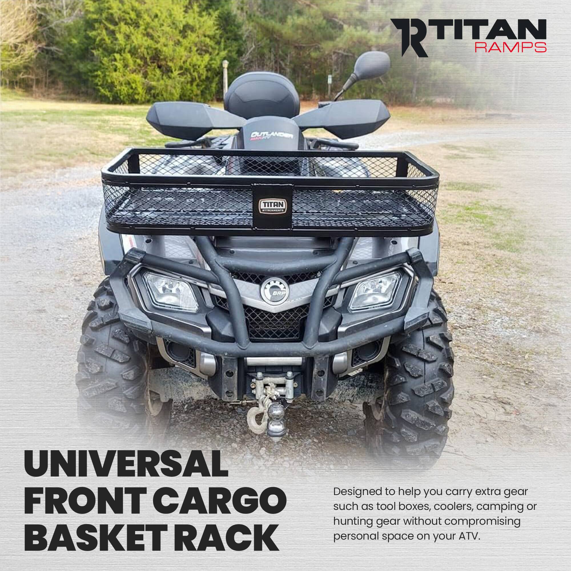 Titan Ramps Universal ATV/UTV Front Cargo Basket Rack with 100 Pound ...