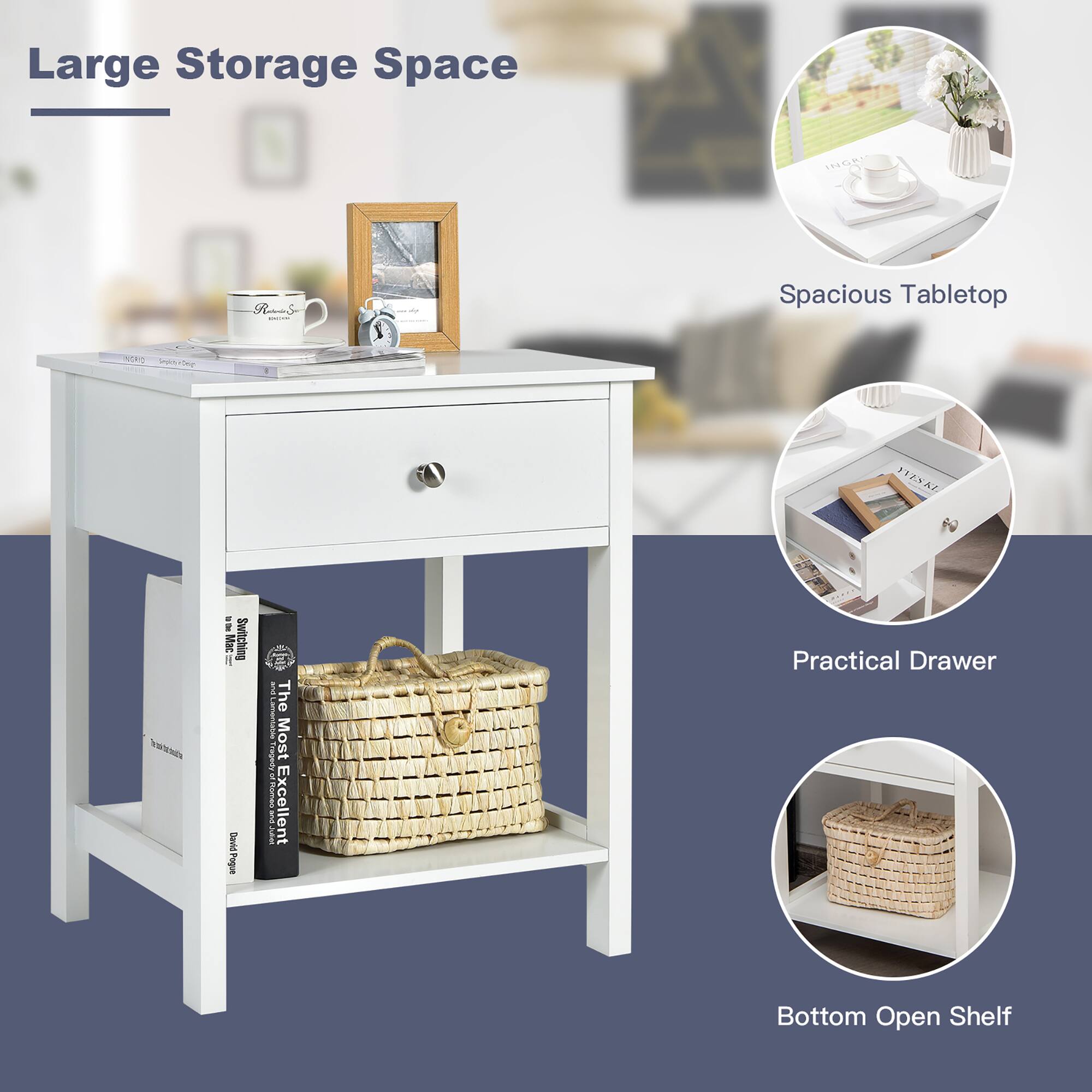 Large Storage Space 1C R-S - Spacious Tabletop LNTRO iNL PESAL Twwh : Mac 1 Switchies Devid Pogue I The mantatia Most un i Excellent 1 Jbas Practical Drawer Bottom Open Shelf