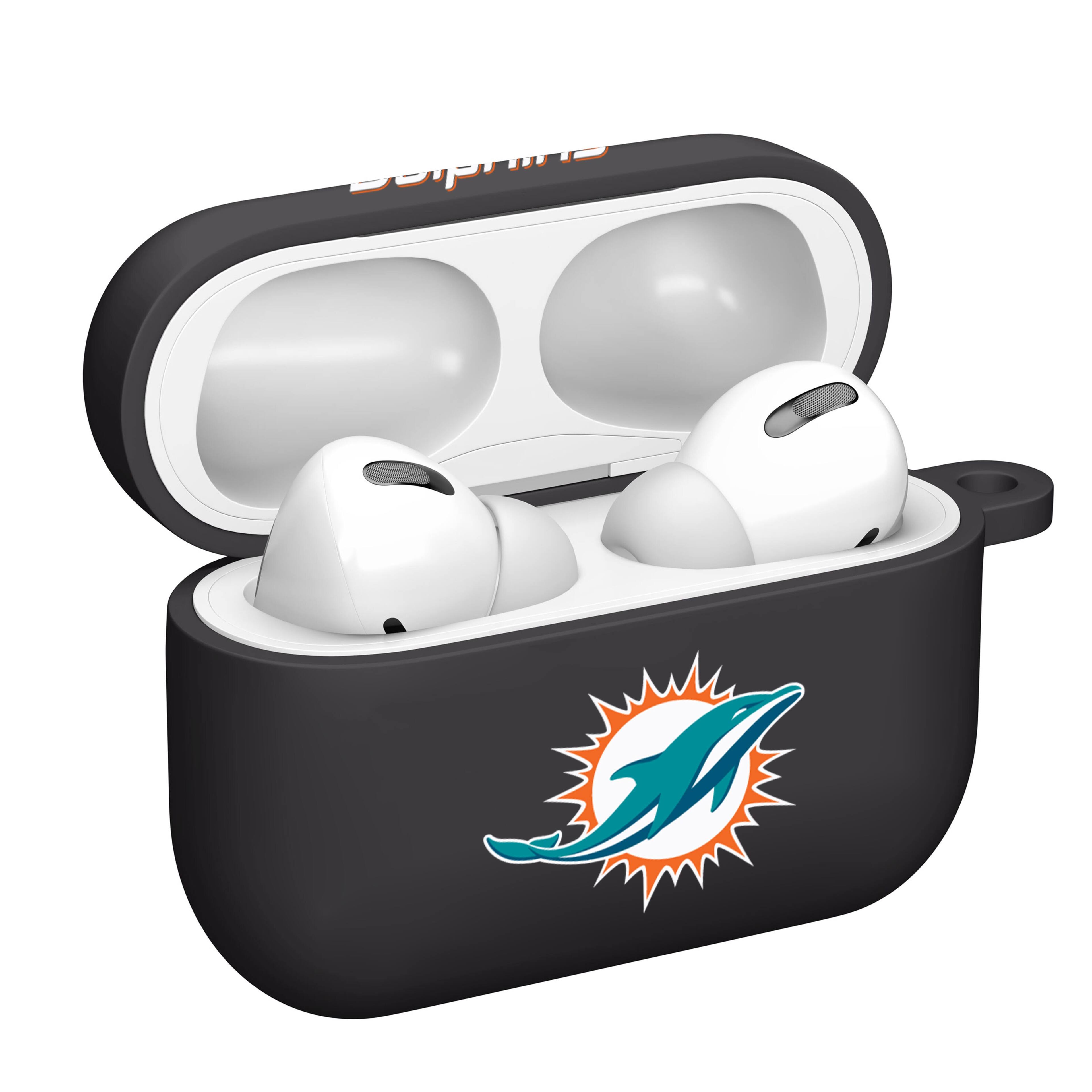 Alt View 1. Artinian - Miami Dolphins AirPods Pro Silicone Case Cover - Black.