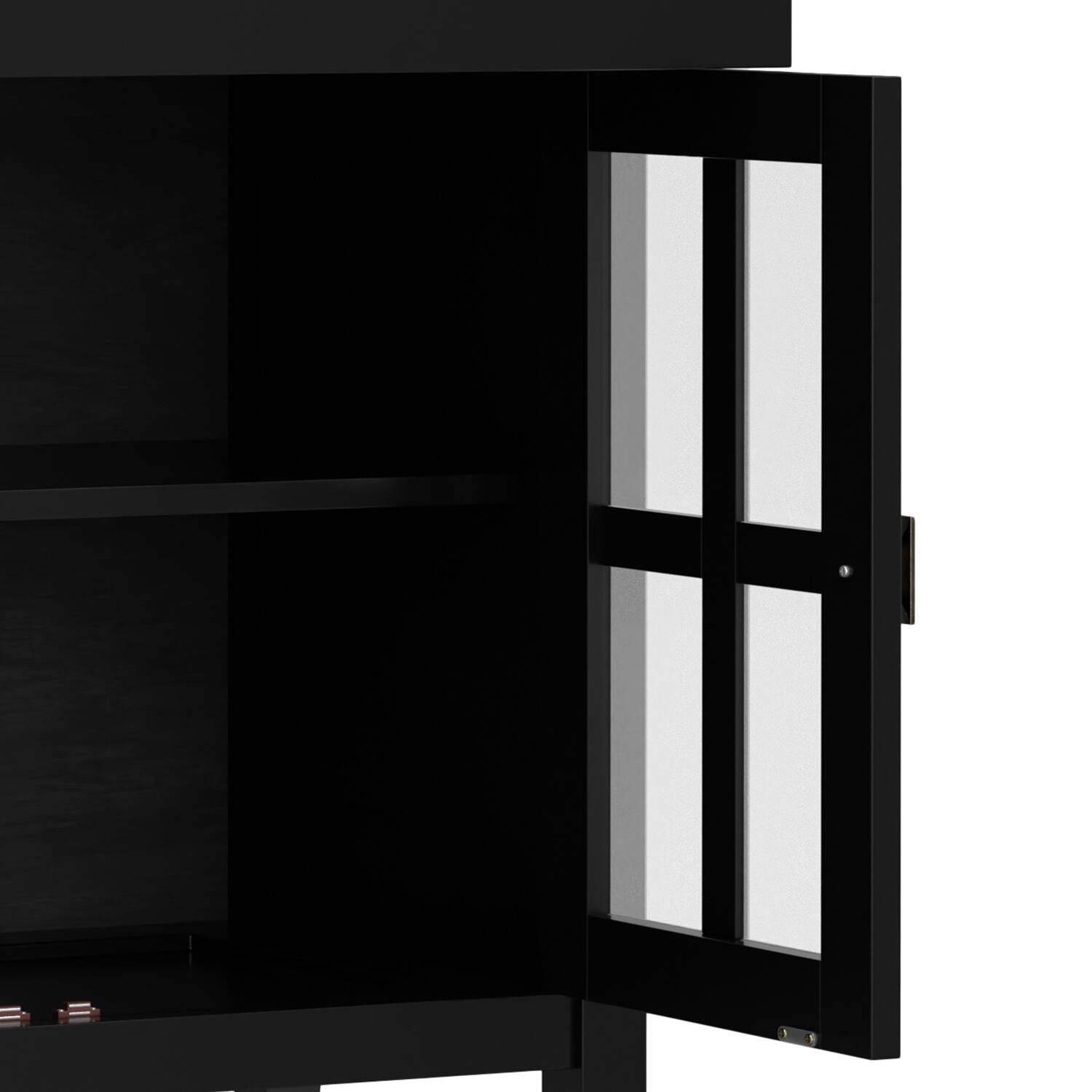 Alt View 7. Simpli Home - Artisan 60 inch Wide Solid Wood Transitional Large 4 Door Sideboard Buffet in Black - Black.