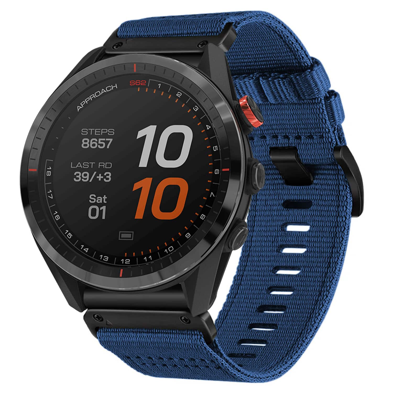 StrapsCo - Pro Seatbelt Strap QuickFit 22 Nylon Watch Band For Garmin Approach S62 - Navy