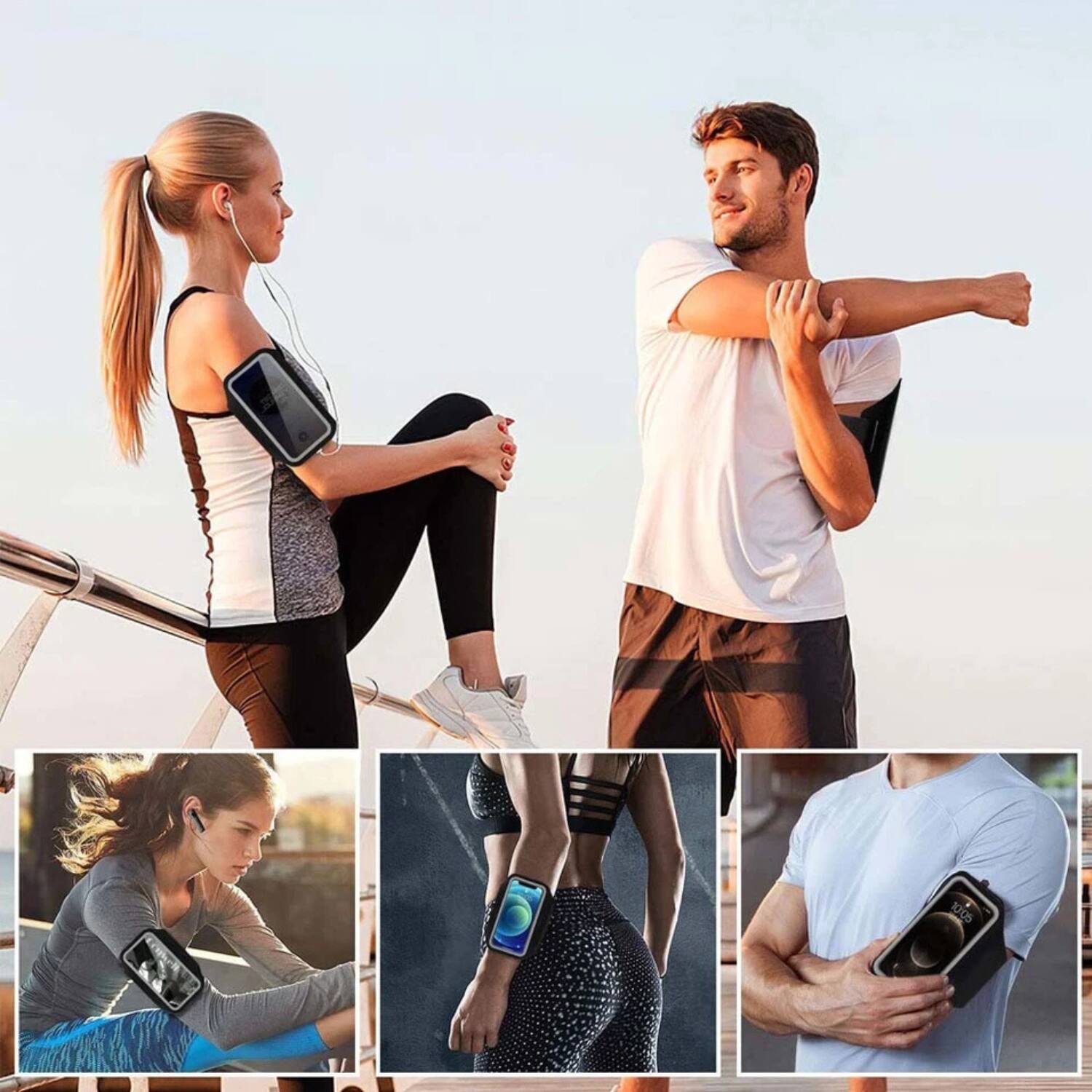 Back. Stock Preferred - Waterproof Sports Running Armband Phone Holder with Key & Card Pocket - Black.