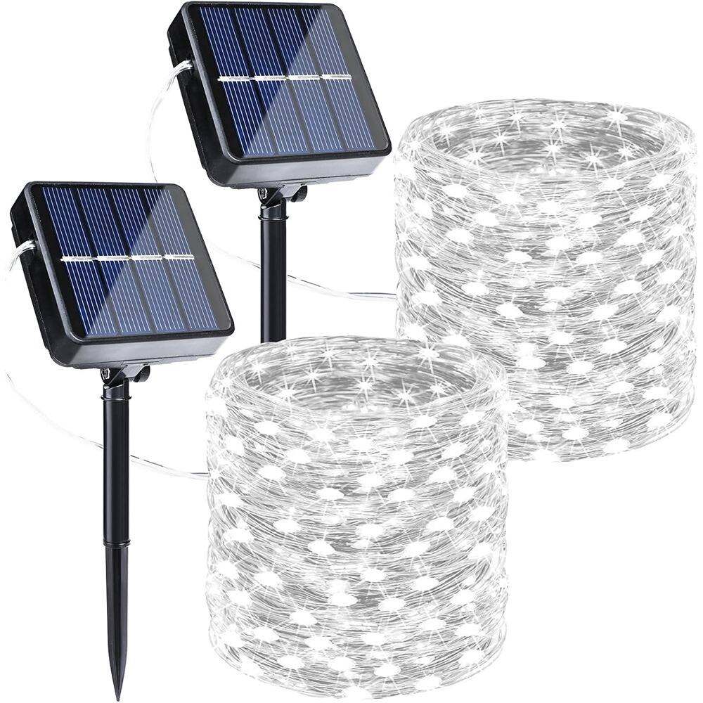 PARKER SLATER - 2-Pack 80FT Solar Fairy Lights, 240 LED Waterproof Outdoor String Lights, 8 Modes for Patio, Garden, Yard, Holiday - White