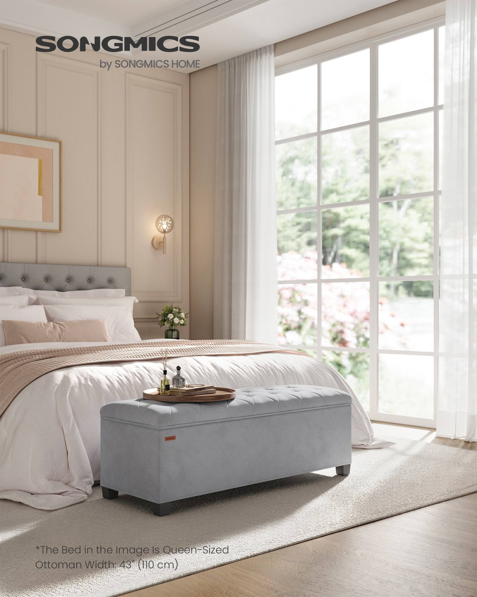SONGMICS  
by SONGMICS HOME  

*The Bed in the Image Is Queen-Sized Ottoman Width: 43" (110 cm)