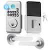 Front. VEVOR - Fingerprint Door Lock Set, Electronic Biometric Deadbolt Keyless Entry Door Lock with Handle, Anti-Peeking Password - Sliver.