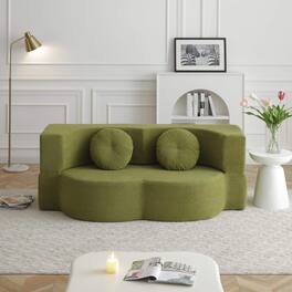 Roomtec - 2in1 Folding Sofa Bed with Pillow Twin Sleeper Sofa Floor Futon Loveseat Couch Foam Folding Mattress Sleeper for Living - Green