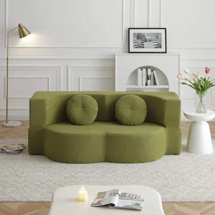 Front. Roomtec - 2in1 Folding Sofa Bed with Pillow Twin Sleeper Sofa Floor Futon Loveseat Couch Foam Folding Mattress Sleeper for Living - Green.