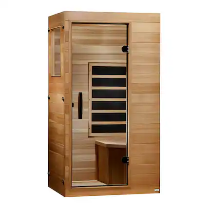 Front. Dynamic Saunas - Dynamic Saunas Elite 1 Person Compact Ultra Low EMF FAR Infrared Home Sauna - Natural.