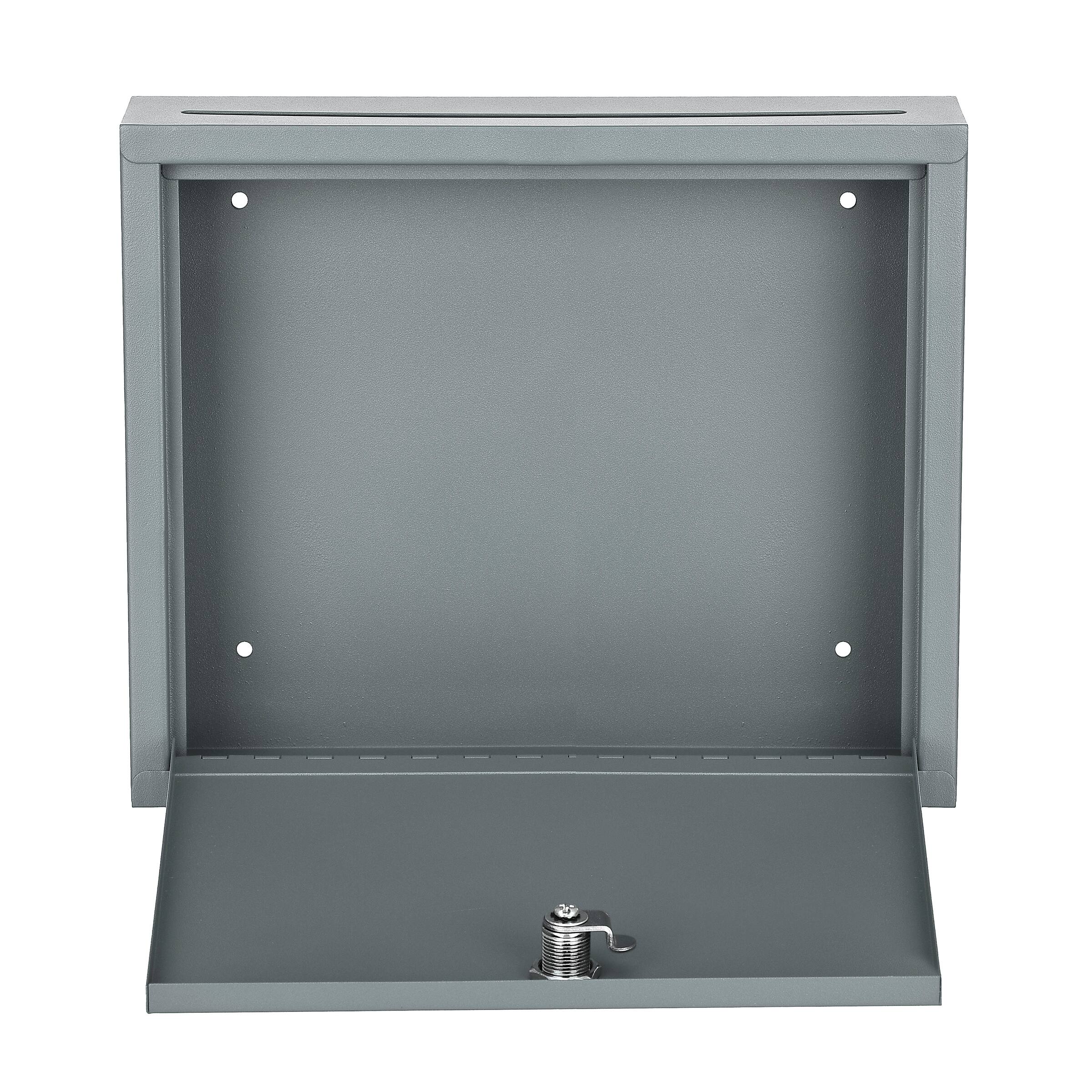 Angle. AdirOffice - Drop Box Large Steel Wall-Mount Drop Box Mailbox with Key - Gray.