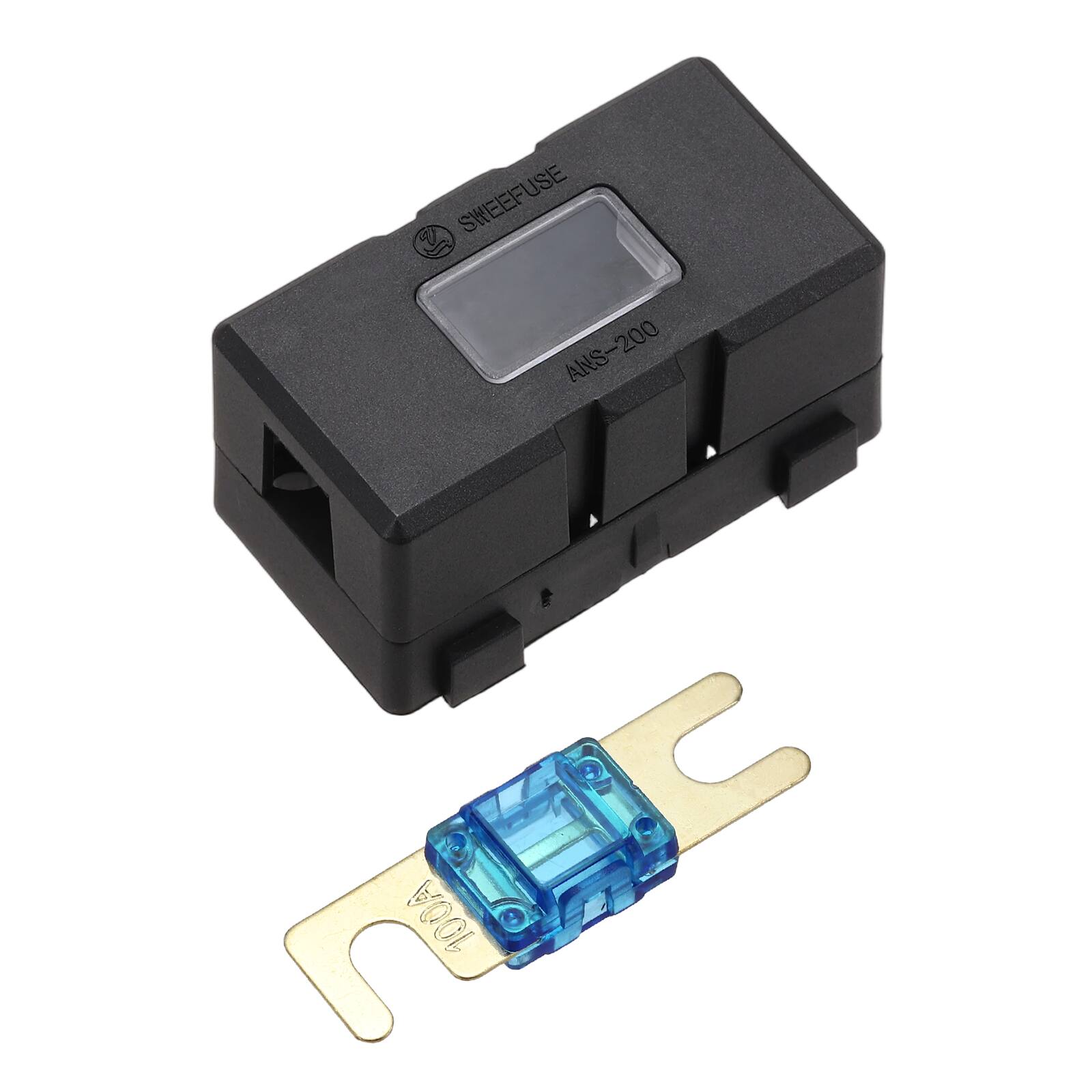 Unique Bargains - 200A 125V ANL Fuse Holder Kit, 100A Fuse Inline Block Box for Automotive Marine Audio Video System - Blue
