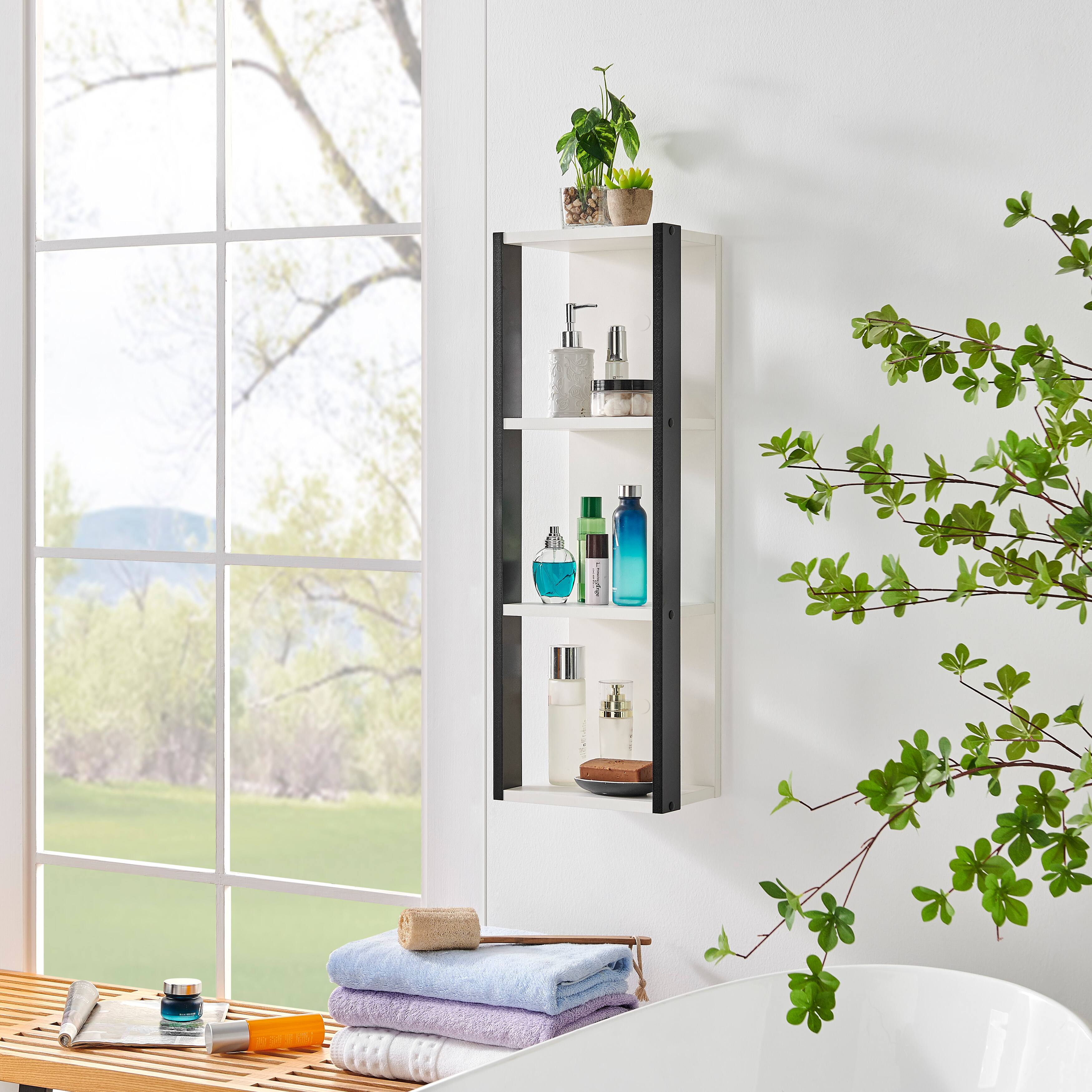 Alt View 4. Danya B - Recife Vertical Three-Tier Cube Wall Shelf - White/Black - White, Black.