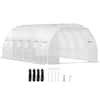 Front. VEVOR - 20 x 10 x 7 ft Walk-in Tunnel Greenhouse,Portable Plant Hot House with Galvanized Steel Hoops,3 Top Beams,Diagonal Poles - White.