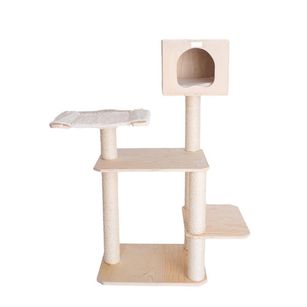 Alt View 3. Armarkat - Real Wood Premium Scots Pine Solid Wood Cat Tree 50 Tall - Beige.