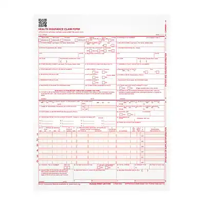 TOPS CMS 1500 Health Insurance Claims, 500/Pack White/Red 50126RV ...