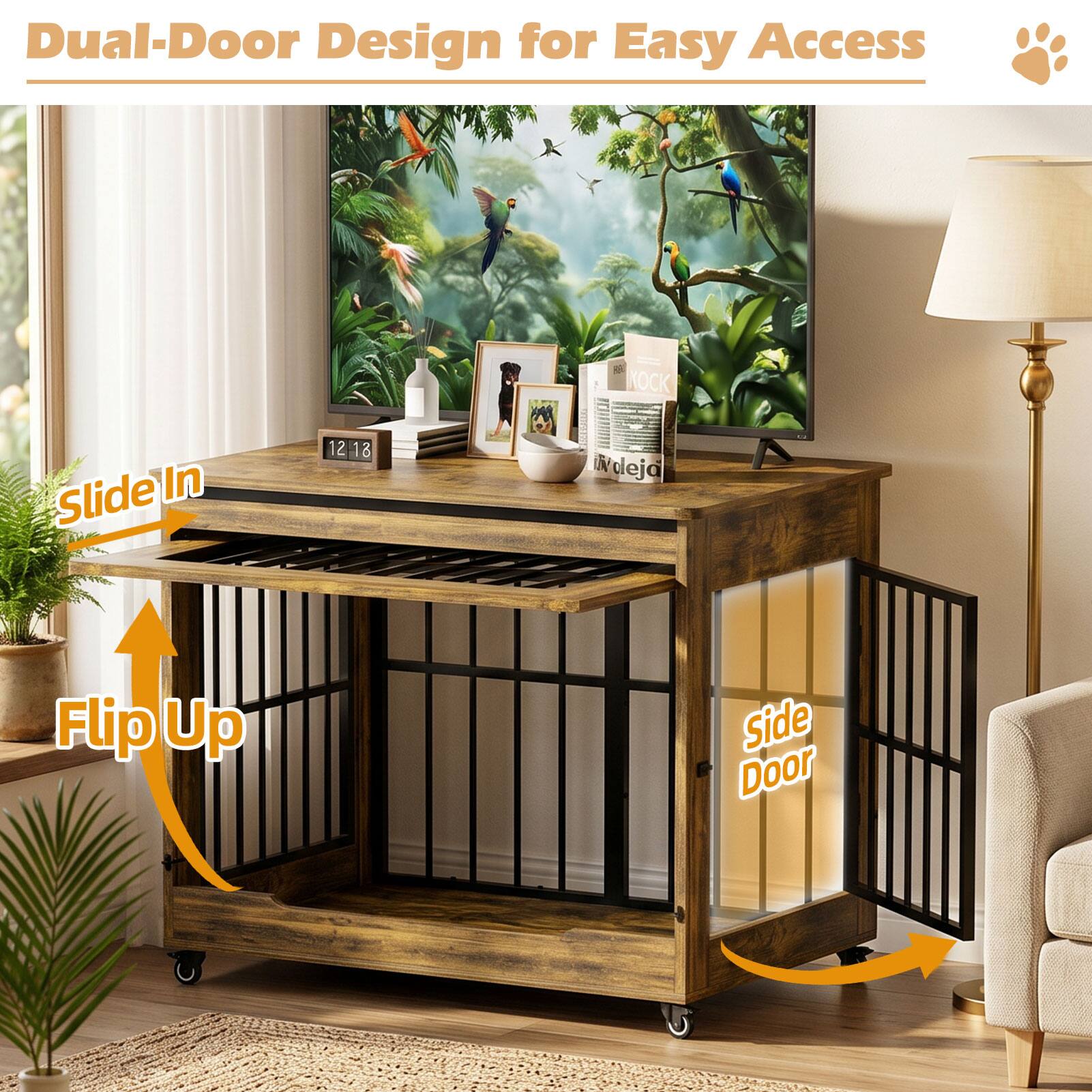 Dual-Door Design for Easy Access

Slide In

Flip Up

Side Door