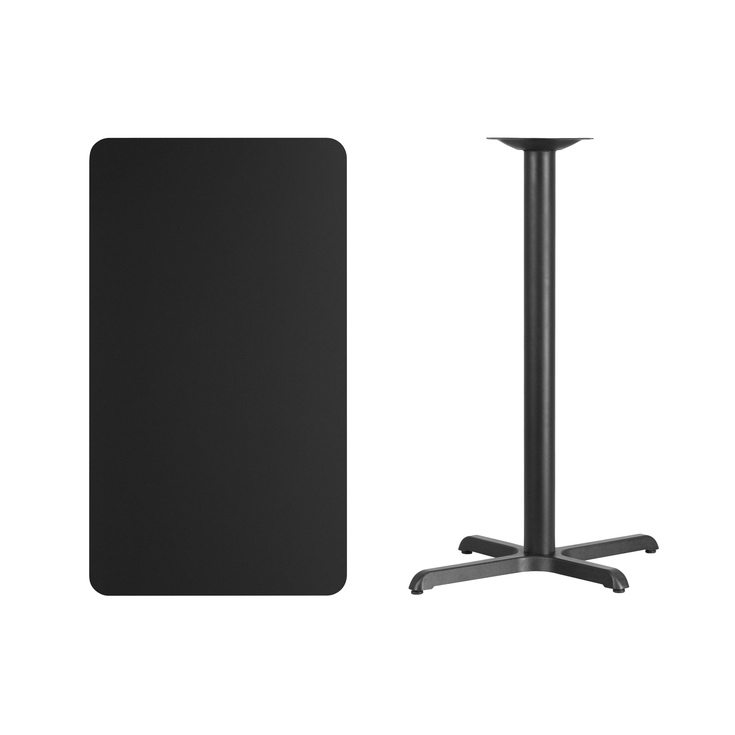 Alt View 2. Emma + Oliver - 24"x42" Rectangular Laminate Bar Table with 23.5"x29.5" Base - Black.