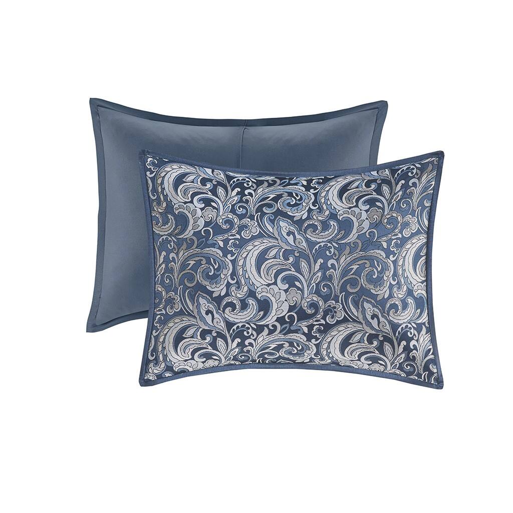 Alt View 2. Gracie Mills - Gracie Mills Pruitt 24-Piece Jacquard Paisley Room-in-a-Bag Set - Navy.