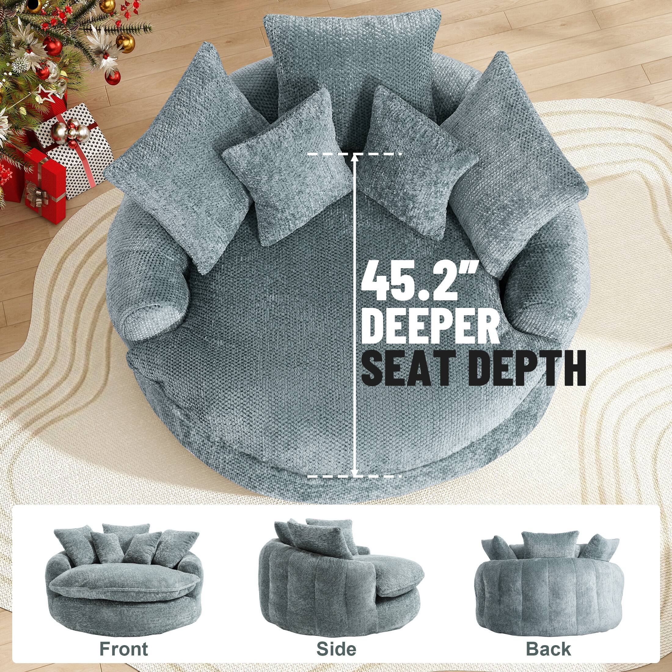 45.2" Deeper Seat Depth

Front Side Back