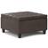 Front. Simpli Home - Harrison Small Square Coffee Table Storage Ottoman - Distressed Brown.