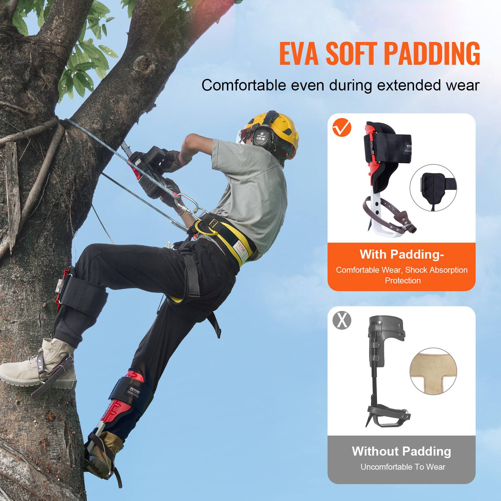 EVA SOFT PADDING  
Comfortable even during extended wear

With Padding-  
Comfortable Wear, Shock Absorption Protection

Without Padding  
Uncomfortable To Wear