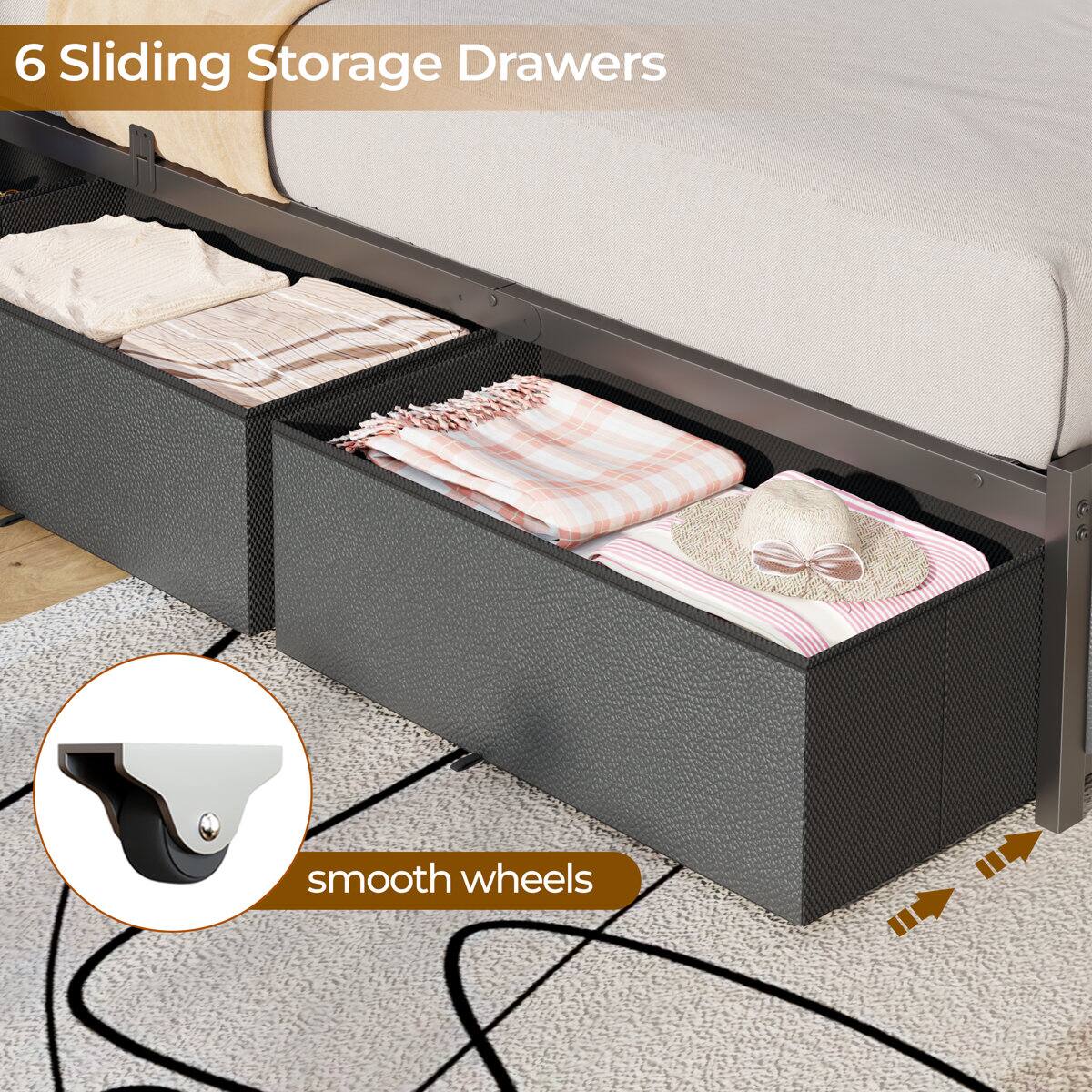 6 Sliding Storage Drawers smooth wheels