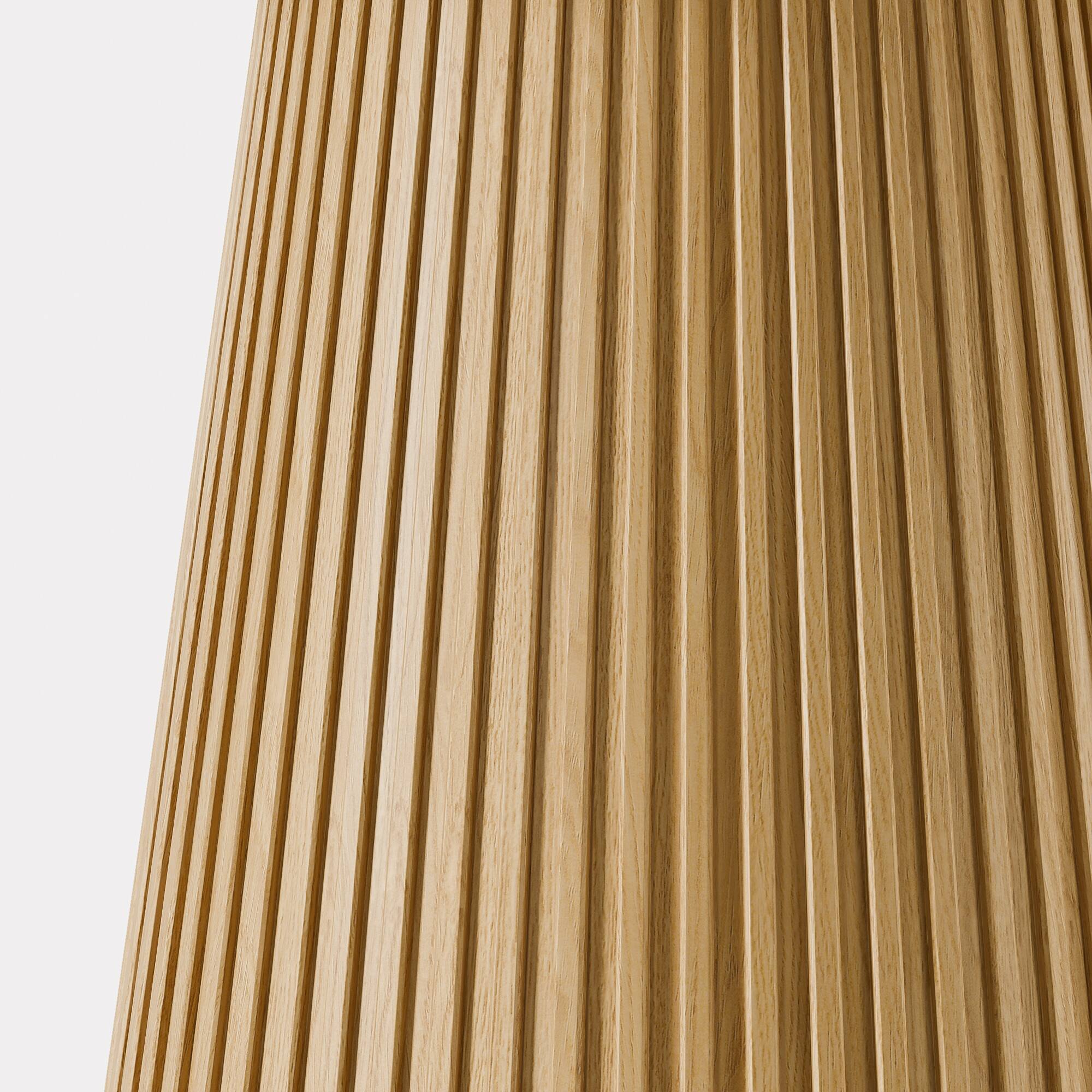 Back. PexFix - Minimalist Farmhouse Solid Oak Dining Table, 46" Round with Tapered Pedestal Base for 4 - Natural.