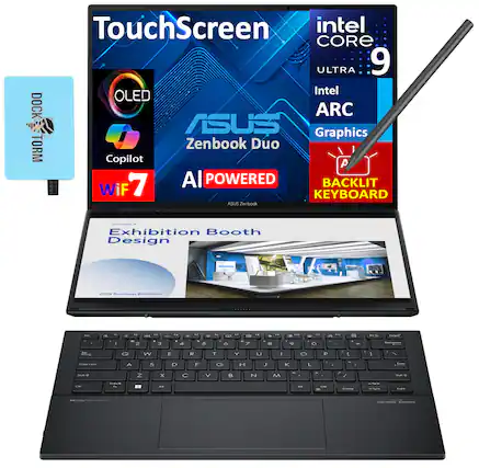 TouchScreen
intel CORE 9
ULTRA
Intel ARC
Graphics
ASUS Zenbook Duo
OLED
Copilot
AI POWERED
Wi-Fi 7
BACKLIT KEYBOARD
DOCK TORM
ASUS Zenbook
Exhibition Booth Design
2024 Business Exhibition