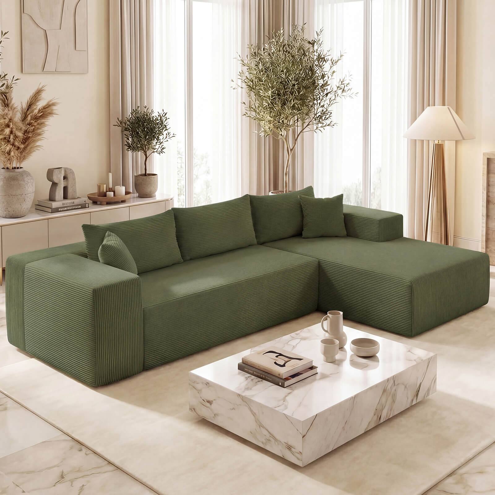 Alt View 5. Costway - Costway 110.5" Modular Sectional Sofa with Deep Seats & Comfy Backrests, Comfy Armrests - Green.