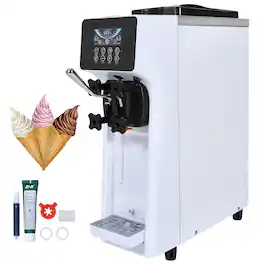 VEVOR - Commercial Ice Cream Machine, 10.6 QT/H Yield, 1000W Single Flavor Countertop Soft Serve Ice Cream Maker, with 4L Hopper - Silver