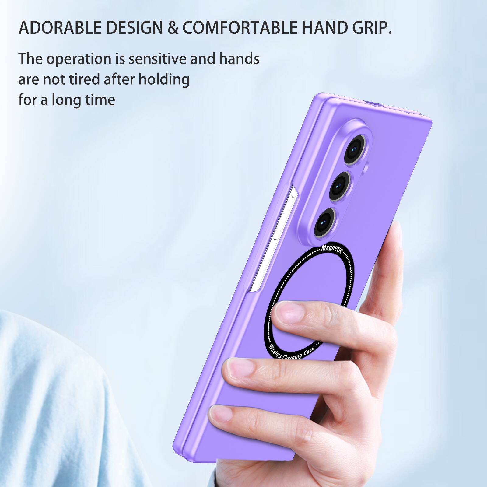 ADORABLE DESIGN & COMFORTABLE HAND GRIP.  
The operation is sensitive and hands are not tired after holding for a long time.  

Magnetic Wireless Case