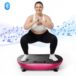 MERACH - V33 Vibration Plate for Lymphatic Drainage Weight Loss Muscle Activation, LED Touch Screen Bluetooth Pull Cord - Pink